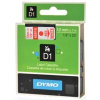 Dymo D1 tape 12 mm, rood op wit - thumbnail