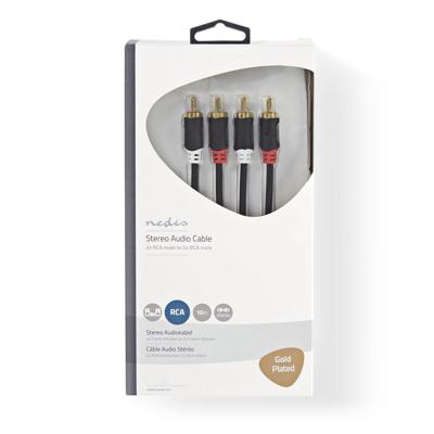 Nedis CABW24200AT100 Stereo Audiokabel 2x Rca Male - 2x Rca Male 10 M Antraciet