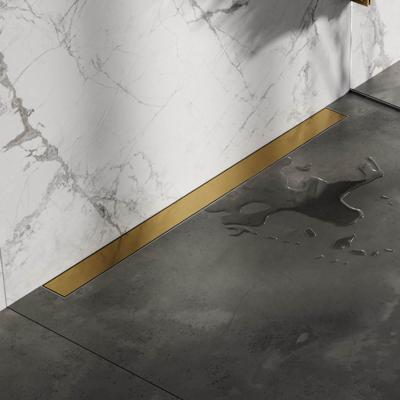 Brauer Douchegoot - 90x7.5cm - muurflens - tegelinlegrooster omkeerbaar - RVS - geborsteld goud DR-MRFW90GG Brauer Douchegoot - 90x7.5cm - muurflens - tegelinlegrooster omkeerbaar - RVS - geborsteld goud DR-MRFW90GG
