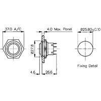 Bulgin MP0038/2 MP0038/2 Vandalismebestendige druktoets 250 V/AC 5 A 1x uit/(aan) Moment (Ø x l) 27.8 mm x 31.2 mm IP66 (frontplaten afdichting) 1 stuk(s) - thumbnail