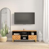 Tv-meubel 100x33,5x46 cm massief mangohout bruin en zwart - thumbnail