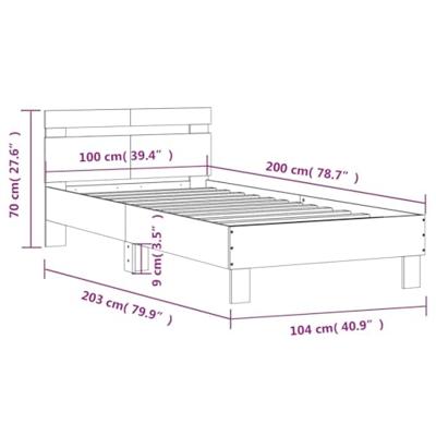Bedframe met hoofdbord zonder matras bruin eiken 100x200 cm Bedframe met hoofdbord zonder matras bruin eiken 100x200 cm