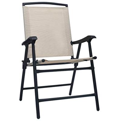 Tuinstoelen inklapbaar 2 st textileen crme - thumbnail