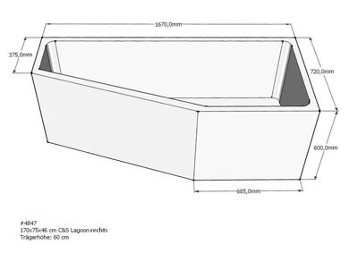 Xenz beterbad baddrager voor lagoon compact rechts 170x75cm
