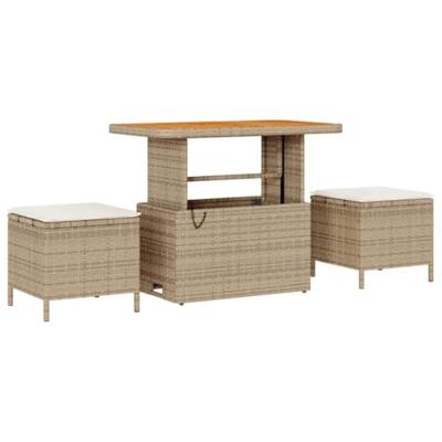 8-delige Tuinbankenset met kussens poly rattan acacia beige