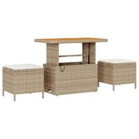 8-delige Tuinbankenset met kussens poly rattan acacia beige - thumbnail