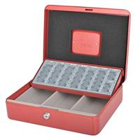 Geldkist pavo met muntsorteerbak 300x240x90mm rood - thumbnail