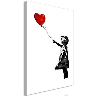 Schilderij - Banksy: Girl with Balloon (1 Part) Vertical