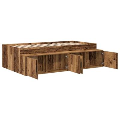 Bedframe met lade met opslag Oud Hout 90 x 200 cm Bewerkt hout