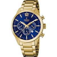 Festina F20633/2 Horloge Cab Chrono staal goudkleurig-blauw 43,5 mm - thumbnail