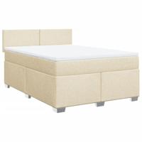 Boxspring met matras stof crèmekleurig 160x200 cm - thumbnail
