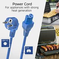 ACT Netsnoer CEE 7/7 male (haaks) - C15 blauw 1 m - thumbnail