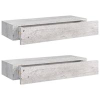 VidaXL Wandschappen 2 st met lade 60x23,5x10 cm mdf betongrijs - thumbnail