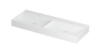Wastafel United Porselein dubbel met 2 kraangaten incl. porseleinen click plug en verborgen overloop systeem 120 cm x 45 cm x 11 cm Mat wit 0206132 - thumbnail