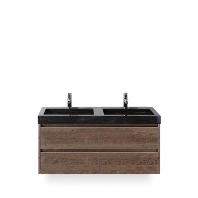 Dante Badmeubelset 120 cm - Tabacco - Wastafel Hardsteen Wit Lucca Dubbel