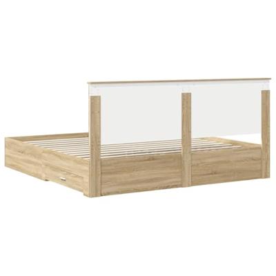 Bedframe met hoofdeinde Sonoma Eiken 200 x 200 cm Bewerkt hout