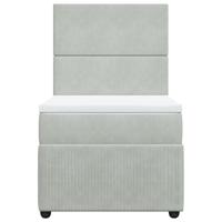 Boxspring met matras fluweel lichtgrijs 140x200 cm - thumbnail