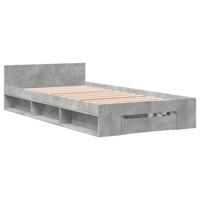 Bedframe met lade bewerkt hout betongrijs 90x200 cm - thumbnail