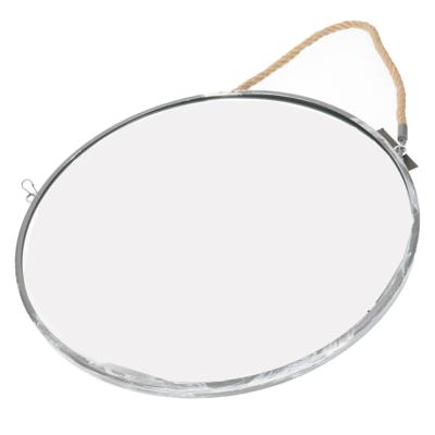 Atmosphera Wandspiegel rond - zilver - met riem - metaal - 38 cm