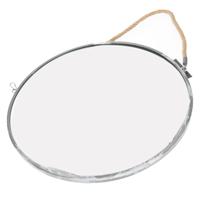 Atmosphera Wandspiegel rond - zilver - met riem - metaal - 38 cm - thumbnail