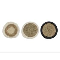 Placemat Ø17cm zeegras/katoen - thumbnail