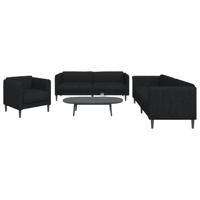 3-delige Loungeset stof zwart - thumbnail