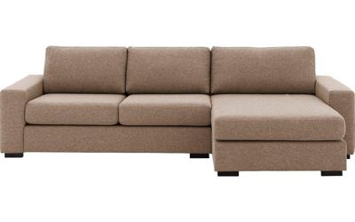 Goossens Hoekbank Lucca Met Chaise Longue bruin, stof, 2,5-zits, stijlvol landelijk met chaise longue rechts
