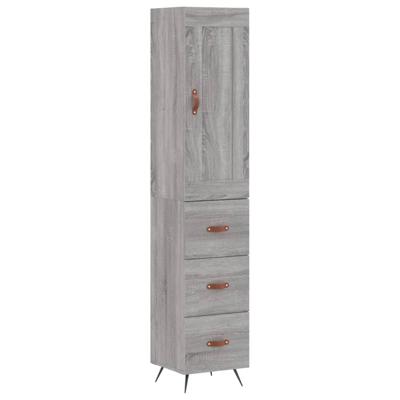 Hoge kast 34,5x34x180 cm bewerkt hout grijs sonoma eikenkleurig
