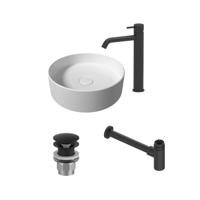 Salenzi Waskomset Hide Circle 40x12 cm Inclusief Hoge Kraan - thumbnail