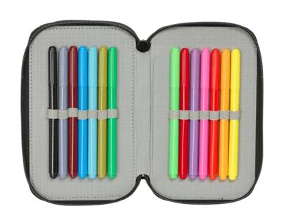 Driedubbele Pennenzak One Piece Pirates Zwart 12,5 x 19,5 x 5,5 cm 37 Onderdelen