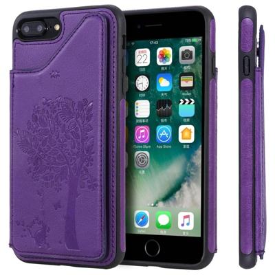 iPhone 7 Plus & 8 Plus Kat en boom patroon TPU + PU leren back cover Hoesje met foto frame en opbergruimte voor pinpassen (paars) iPhone 7 Plus & 8 Plus Kat en boom patroon TPU + PU leren back cover Hoesje met foto frame en opbergruimte voor pinpassen (paars)