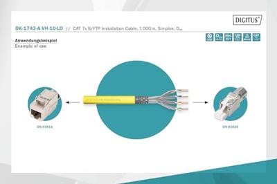 Digitus DK-1743-A-VH-10-LD Netwerkkabel CAT 7a S/FTP Geel 1000 m