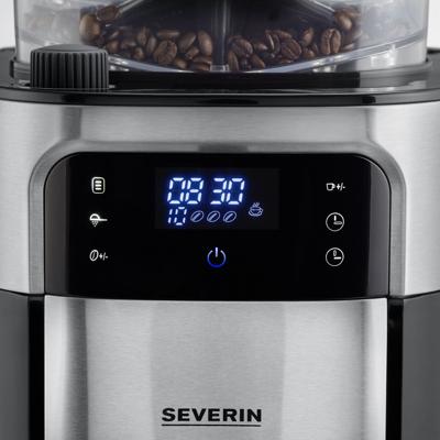 Severin KA 4813 Koffiezetapparaat Zwart, RVS (geborsteld) Capaciteit koppen: 10 Display, Glazen kan, Met koffiemolen, Timerfunctie, Warmhoudfunctie, Met Severin KA 4813 Koffiezetapparaat Zwart, RVS (geborsteld) Capaciteit koppen: 10 Display, Glazen kan, Met koffiemolen, Timerfunctie, Warmhoudfunctie, Met