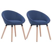 vidaXL Eetkamerstoelen 2 st stof blauw - thumbnail