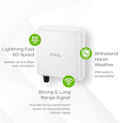 Zyxel Nebula FWA710 draadloze router Multi-Gigabit Ethernet Dual-band (2.4 GHz / 5 GHz) 5G Wit