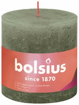 Bolsius stompkaars rustiek shine 10x10cm fresh olive Bolsius stompkaars rustiek shine 10x10cm fresh olive