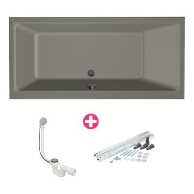 Xenz Kristal Ligbad - 160x75x48 - afvoer Midden - acryl - cement 6984-06