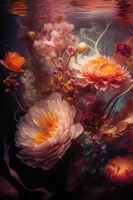 Alexsar Art schilderij Structure panel water bloemen 90x60cm - thumbnail