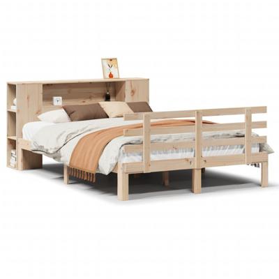 Bed met boekenkast zonder matras massief grenenhout 135x190 cm - thumbnail