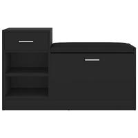 Schoenenbank 94,5x31x57 cm bewerkt hout zwart - thumbnail