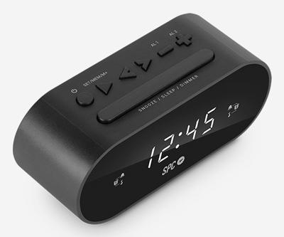 SPC Frodi - Compacte wekkerradio, verhoogde toetsen, grote sluimer/slaapknop, dubbel alarm, XL-display, grote cijfers, batterij back-up - Zwart