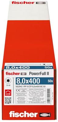 Fischer 562942 FPF II CTF 8,0 x 400 BC 50 Houtschroef 8 mm 400 mm TX Staal Galvanisch verzinkt 50 stuk(s) Fischer 562942 FPF II CTF 8,0 x 400 BC 50 Houtschroef 8 mm 400 mm TX Staal Galvanisch verzinkt 50 stuk(s)