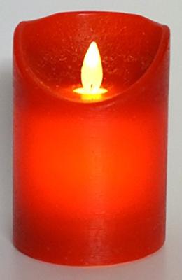 Anna&apos;s Collection LED kaars flame effect rustiek 7.5x12.5cm rood 1 stuks