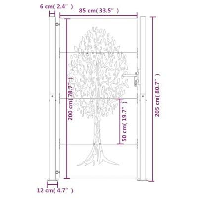 VidaXL Poort 105x205 cm cortenstaal boom ontwerp