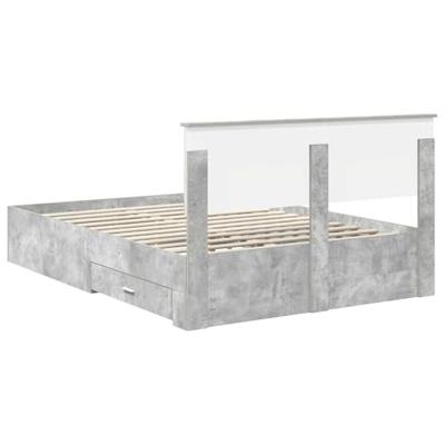 Bedframe met hoofdeinde Beton Grijs 140 x 200 cm Bewerkt hout