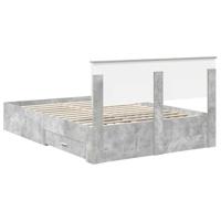 Bedframe met hoofdeinde Beton Grijs 140 x 190 cm Bewerkt hout - thumbnail