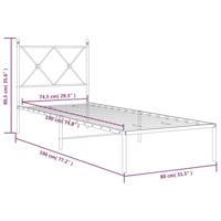 Bedframe met hoofdbord metaal zwart 75x190 cm - thumbnail