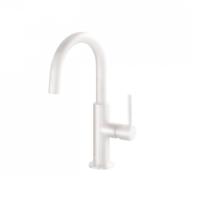 Wastafelmengkraan Tres Study Colors 1-Hendel Uitloop Gebogen 28 cm Rond Mat Wit Tres - thumbnail