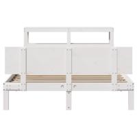 Bedframe met hoofdbord massief grenenhout wit 150x200 cm - thumbnail
