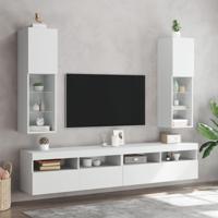 Tv-meubels met LED-verlichting 2 st 30,5x30x102 cm wit - thumbnail